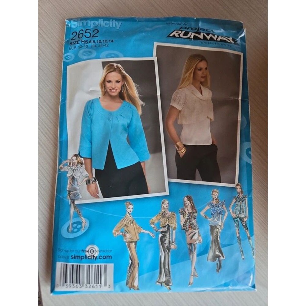 Simplicity Jacket Pattern 2652 Project Runway Sizes 6-14